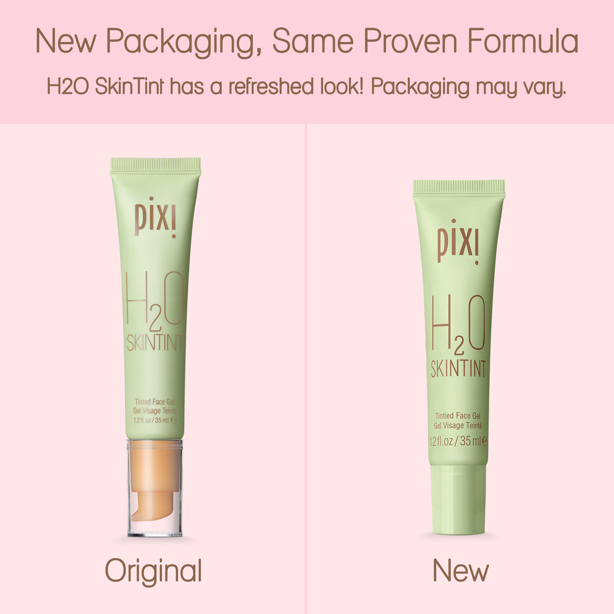 New Packaging, Same Proven Formula: H2O SkinTint has a refreshed look! Packaging may vary. Original bottle shown next to new bottle.