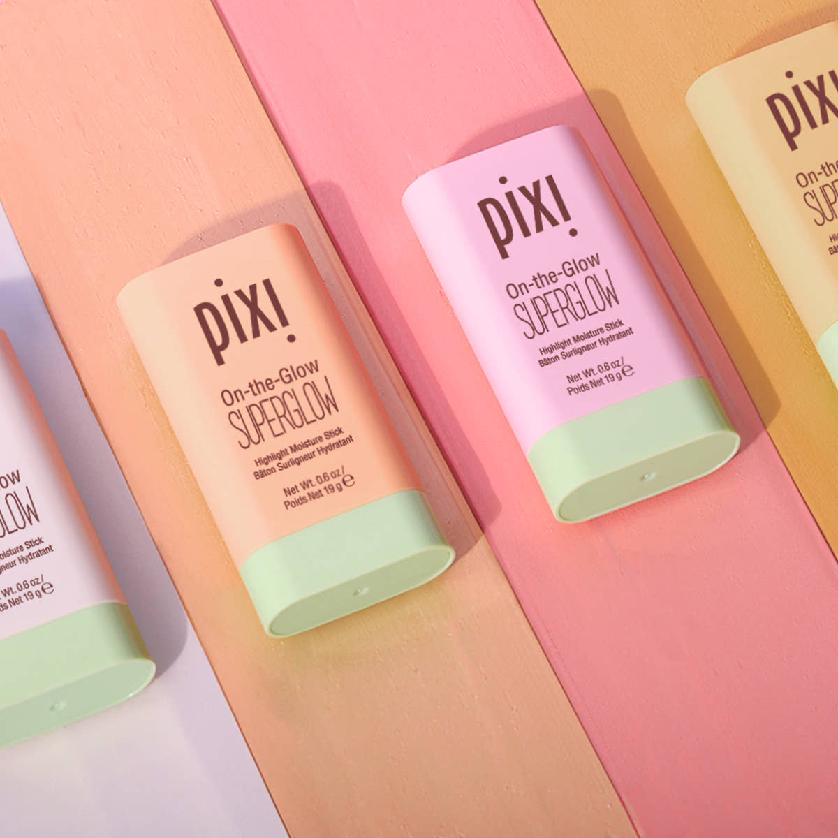 On-the-Glow Superglow shown on various shade swatches